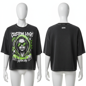 Camiseta de algodón 100% personalizada con estampado urbano para mujer, camiseta oversize de gran gramaje, camisetas holgadas para mujer 2026 - Product Image 1