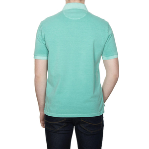 Polo de Manga Corta para Hombre, Color Sólido, Algodón Piqué, Casual, Transpirable, Corte Regular, Verde - Product Image 3