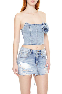 Novedad 2026: Blusas y Camisas de Mujer de Tallas Grandes con Corsé de Mezclilla Desgastada y Rosetas, Transpirables, a Bajo Precio, con Servicio OEM - Product Image 4