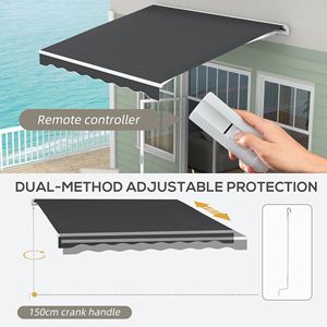 Tenda da Sole Elettrica Retrattile 3x2,4m con Protezione UV, Manovella Manuale e Telecomando per Terrazzo - Product Image 4