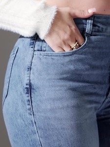 Ladies Women's <b>Boot</b> Cut Cotton Denim Jeans-Latest Collection New Arrivals Trending Vintage Style Eco-Friendly Knee-Length - Product Image 6