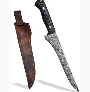 Couteau à désosser en acier Damas, manche G10, étui en cuir, logo personnalisé, OEM, fait main, haute dureté, ambidextre, tranchant comme un rasoir - Product Image 1