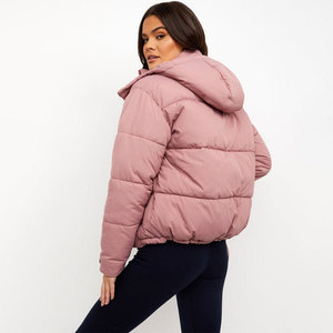 Veste matelassée à capuche pour femme, sur mesure, hiver, chaude, épaisse, en polyester, couleur unie, fermeture éclair, longueur courte - Product Image 4