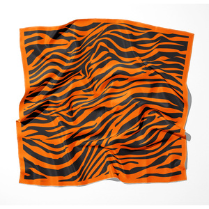 Custom Logo Printed Luxury Square Silk Satin Head Scarf Bandana with Geometric Animal Argyle <b>Leaf</b> Patterns Multi Functional - Product Image 5