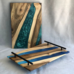 Durable Wooden And Epoxy Resin <b>Tray</b> For Serving Coffee <b>Tea</b> Snacks In Kitchen Dining And Living Room Decor - Product Image 1