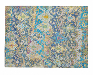 Tapis d'intérieur floral coloré tufté à la main, bleu multicolore, style persan traditionnel, pour les intérieurs modernes - Product Image 1