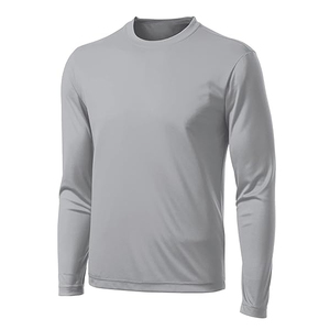 T-shirt à manches longues en coton pour homme, col rond uni, logo personnalisé, marque privée, fournisseur OEM ODM - Product Image 1