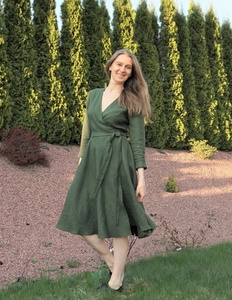 Nouvelle Arrivée Robe Longue Cache-Cœur en Coton 100% à Manches Longues et Col en V pour Femme, Formelle, Demoiselle d'Honneur, Écologique et Respirante - Product Image 1