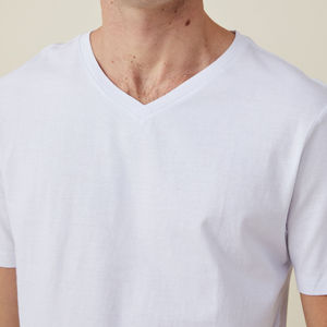 T-shirts pour hommes de qualité supérieure, polyester/coton, tissu peigné respirant, col en V, manches courtes, logo personnalisé, motif, vente en gros - Product Image 3