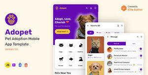 Aplicación móvil de adopción y cuidado de mascotas para encontrar mascotas en adopción, administrar historiales médicos, registrar visitas a veterinarios y monitorear el cuidado de las mascotas. - Product Image 3