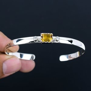 Top Grade Citrine 925 Sterling Silver Classic Friendship Bracelet Handmade Natural Gemstone Jewelry November Birthstone <b>Gift</b> - Product Image 2