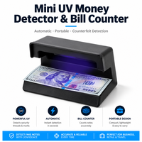 Machine de comptage de billets automatique miniature avec lumière UV LED, machine de vérification des billets douteux, détecteur de monnaie, lampe à haute visibilité pour l'argent