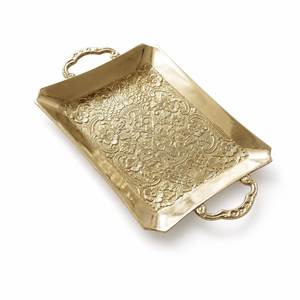 Modern Metal <b>Gold</b> Plated Croc Pattern Decorative <b>Tray</b> Embossed Metal <b>Serving</b> Decorative <b>Tray</b> for Home Decor - Product Image 5