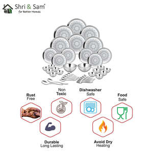 Juego de vajilla de acero inoxidable de doble pared de 40 piezas económico con capacidad láser para 6 personas - Product Image 3