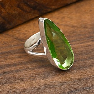 Green Amethyst Gemstone Ring Handmade 925 Sterling <b>Silver</b> Natural Green Amethyst Jewelry Gift For Mother Women - Product Image 4