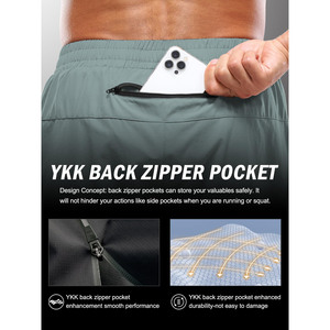 Shorts de sport pour hommes avec fermeture éclair et motif lettres, en polyester et coton, pour le fitness, la course à pied, les entraînements, décontractés, imprimés sur mesure - Product Image 4