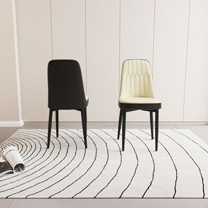 Set di 2 Sedie da Pranzo in Stile Moderno, Alta Qualità in Pelle PU e Tessuto con Cuscini Spessi e Morbidi, Gambe in Metallo Nero - Product Image 5