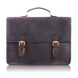 Maletín de Negocios Vintage de Cuero Genuino para Hombre, para Portátil de 15.6 Pulgadas, Ecológico, Ligero, Convertible, Modelo LLB-0321 - Product Image 1