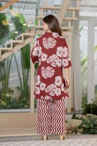 Women Maroon Printed Co-Ord Set Cotton Kurta & Pants 2 Piece Casual Outfit - Product Image 2