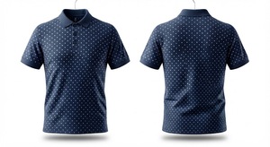 เสื้อโปโลผู้ชายสีน้ำเงินกรมท่าลายจุด แขนสั้น ผ้าคอตตอนผสม สวมใส่สบาย เหมาะสำหรับเล่นกอล์ฟ ระบายอากาศได้ดี แฟชั่นฤดูร้อน ดีไซน์ทันสมัย - Product Image 2