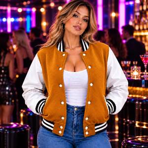 Custom College <b>Bomber</b> Varsity <b>Jacket</b> Breathable Winter <b>Leather</b> Sleeve Letterman Coat <b>for</b> <b>Women</b> - Product Image 6