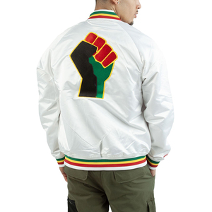 Men's High Quality Satin Varsity <b>Jacket</b> Stand Collar Casual Winter Zipper Closure Top Selling Fully Knitted Pattern Front - Product Image 4
