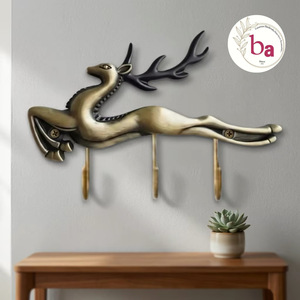 Ba Deer Wall Mounted Cast Iron Hook 1 Hook Handmade Animal Decorative Vintage Style Waterproof Adjustable Eco-Friendly - Product Image 1