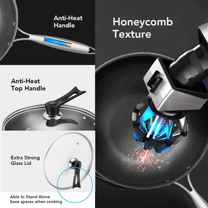 Wok antiadhésif avec une rétention de chaleur supérieure, revêtement sans PFOA et surface résistante aux rayures pour une cuisson quotidienne sûre en cuisine - Product Image 3
