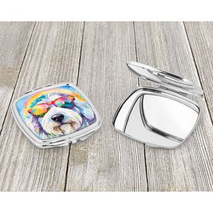 Antiguo perro pastor inglés Hippie Dawg compacto plegable de mano espejo de maquillaje portátil decorativo regalo de viaje para mujeres y niñas - Product Image 3