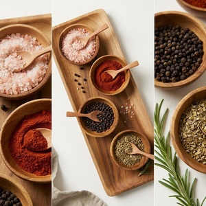 Ensemble de service en bois de teck artisanal au design moderne, plateau à condiments écologique avec petits bols et cuillères pour les collations et les sauces, meilleur prix - Product Image 3
