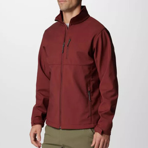 Chaqueta de Forro Polar Roja para Hombre, Cuello Alto, Cierre de Cremallera, Resistente al Viento, Informal, para Otoño, Corte Regular, Color Sólido, Material de Poliéster - Product Image 3