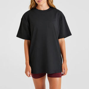 Camiseta de Cuello en V para Mujer, Color Sólido, 100% Algodón, Informal, Tejida, Transpirable, Corte Regular, Manga Corta, para Todas las Temporadas - Product Image 4