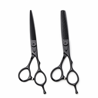 Ensemble professionnel de ciseaux de coiffure et d'éclaircissage en acier inoxydable rose doré avec poignées en plastique pour salon de coiffure