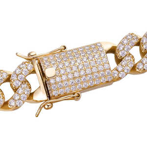 Collier chaîne à maillons en forme de croix Hip-Hop en argent sterling 925 plaqué or avec diamants de laboratoire pour hommes/femmes - Product Image 1