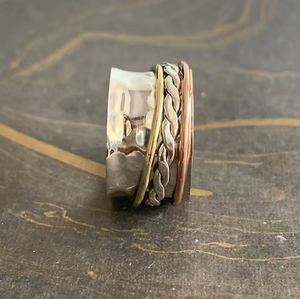 Everyday Wear Multi Tone 925 Silver Minimalist Unisex Spinner <b>Ring</b> 8.2 Grams Best for Gifts - Product Image 2