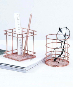 Support à stylos en métal doré en forme de cœur, organiseur de stylos et de marqueurs, porte-crayons pour étudiants, fabriqué en Inde, moderne 2023 - Product Image 3