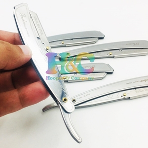 Navaja de Barbero Recta de Acero Inoxidable con Diseño Personalizado, Recubrimiento de Papel, Diseño Plegable, Logotipo Personalizable, Acabado Plateado - Product Image 5