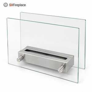 Caminetto a <span class=keywords><strong>Bioetanolo</strong></span> Autoportante con Bruciatore Lineare in Acciaio Inox, Doppio Pannello in Vetro, Riscaldatore Decorativo per Interni - Product Image 2