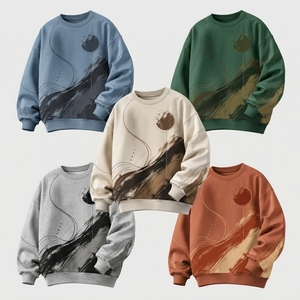 Sweat-shirt en molleton épais pour homme, imprimé graphique origami géométrique, coupe ample, col rond, style streetwear. - Product Image 6