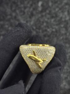 Hip Hop <b>Iced</b> Out Letter <b>Ring</b> Moissanite Gemstone Band Round Brilliant Cut Unisex Championship Style Jewelry - Product Image 3