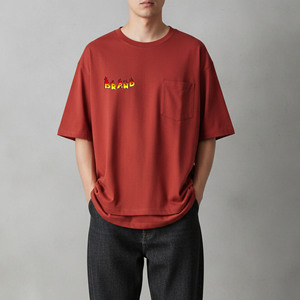 เสื้อยืดผู้ชายทรงบ็อกซี่ แขนเสื้อแบบดรอปโชว์เดอร์ สีสันปรับแต่งได้ ผ้าฝ้าย 100% หนัก 210 กรัม เหมาะสำหรับใส่หน้าร้อน ขายดี - Product Image 4