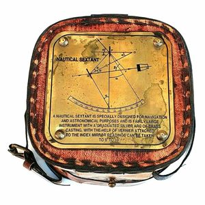 Astrolabio Sextante Vintage de Latón Grabado y Pulido en Oro Rosa, Ecológico, de 4 Pulgadas, con Caja de Cuero Náutica, Instrumento de Navegación - Product Image 4