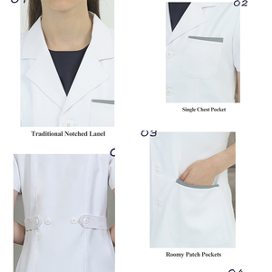 Bata de Laboratorio Blanca para Mujer, Tela de Algodón y Poliéster, Uniformes de Hospital, Manga Larga con Bolsillos, Color Personalizado - Product Image 3