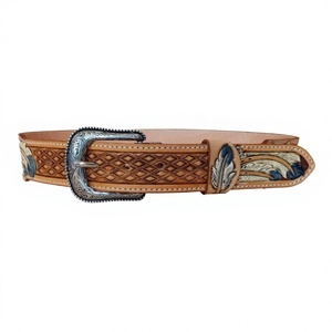 High Quality Cow Hide Floral Printed Steel Square Buckle Waterproof Lightweight Durable Casual Belt Customizable Length Width - Product Image 3