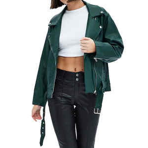 Chaqueta de Motociclista de Cuero Genuino para Mujer, OEM Personalizada, Transpirable, Elegante, Suave, Ropa de Calle, Venta al Por Mayor - Product Image 1