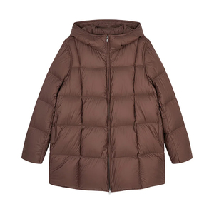 Chaqueta Acolchada Larga con Capucha para Mujer, Color Beige, Ecológica, Impermeable, con Cierre, para Invierno, Modelo 2026 - Product Image 3
