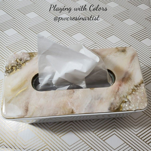 Caja de pañuelos de resina hecha a mano y personalizada, artesanía natural - Product Image 4