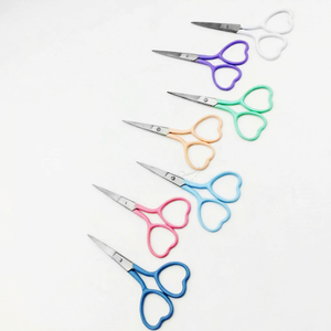 Heart Shape Scissor Straight Tip Stainless Steel Scissor 7 Different <b>Powder</b> Coated Color And Silver Tip New Scissor - Product Image 3