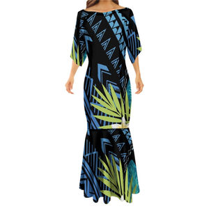 Robes de soirée formelles pour femmes, à manches courtes, style mexicain, imprimé floral, hawaïennes - Product Image 4