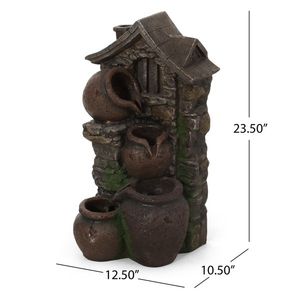 23.5\" High ALFRED 4-Tier Outdoor LED-Lit Fountain in Brown & Gray - Product Image 3